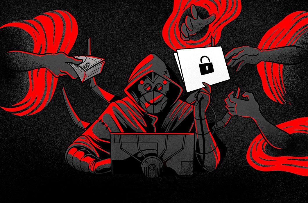 Illustration Of Adversary Surrounded By Hands With Money And A Padlock
